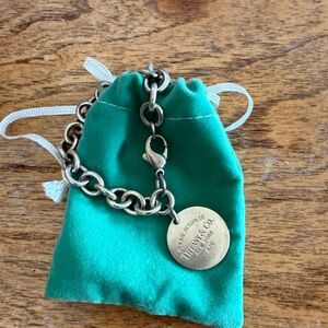 Tiffany & Co. Silver Chain Bracelet with Round Charm